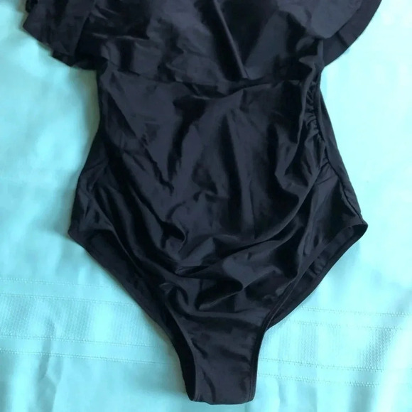 Black One Piece Swimsuit  with Rouched Sides - Picture 3 of 13